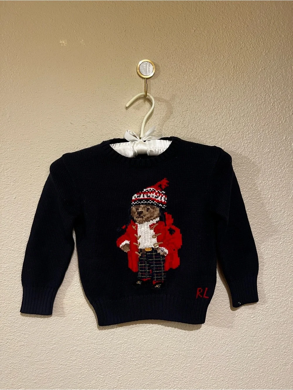 Ralph Lauren Polo Bear Sweater | Navy with Hat Design | NWOT